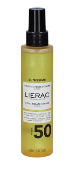 Lierac Sunissime Olio Protezione Solare Alta SPF50 Idratante e Sublimante 150 ml